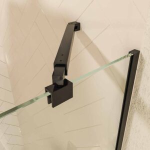 Mampara de ducha rectangular OPEN 2 fijos - 2 puertas abatibles a medida NEGRO MATE