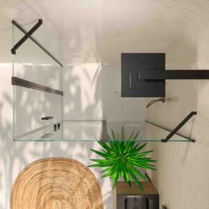 Mampara de ducha rectangular OPEN 2 fijos - 2 puertas abatibles a medida NEGRO MATE