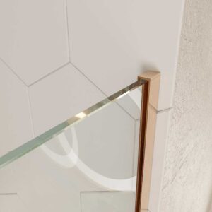 Mampara de ducha rectangular OPEN 1 fijo - 2 puertas abatible fabricada a medida. COBRE MATE