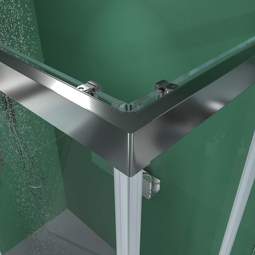 Mampara de ducha rectangular BASIC apertura angular 2 fijos-2 puertas correderas. Sin perfil inferior. Con tratamiento anti-cal.Acabado CROMO BRILLO - Imagen 5