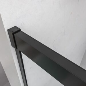 Mampara de ducha rectangular BASIC apertura angular 2 fijos-2 puertas correderas. Sin perfil inferior. Con tratamiento anti-cal.Acabado NEGRO MATE