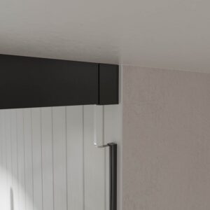 Mampara de ducha a techo TECH HIGH rectangular 1 fijo - 1 puerta corredera + 1 fijo vidrio 8 mm. ACERO INOXIDABLE acabado NEGRO MATE