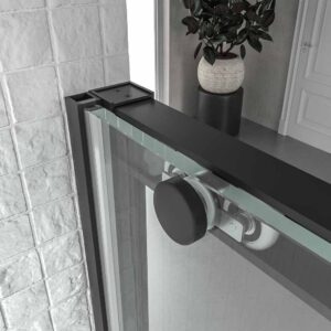 Mampara de ducha NEXO frontal 1 fijo - 1 puerta corredera perfil MINIMALISTA Negro mate