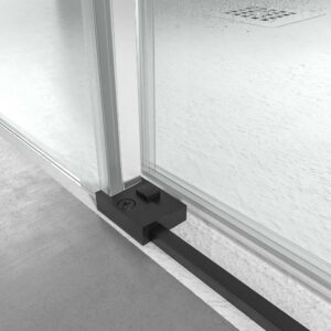Mampara de ducha NEXO frontal 1 fijo - 1 puerta corredera perfil MINIMALISTA Negro mate