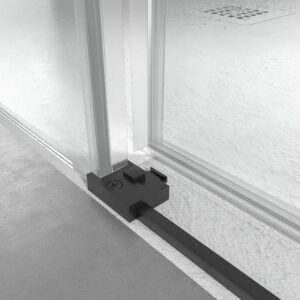Mampara de ducha NEXO frontal 1 fijo - 1 puerta corredera perfil MINIMALISTA Negro mate