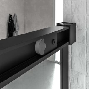 Mampara de ducha NEXO frontal 1 fijo - 1 puerta corredera perfil MINIMALISTA Negro mate