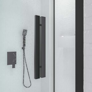 Mampara de ducha NEXO frontal 1 fijo - 1 puerta corredera perfil MINIMALISTA Negro mate