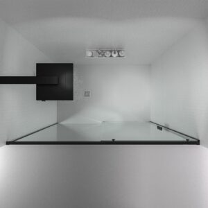 Mampara de ducha NEXO frontal 1 fijo - 1 puerta corredera perfil MINIMALISTA Negro mate