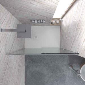 Mampara de ducha NEXO frontal 1 fijo - 1 puerta corredera perfil MINIMALISTA Cromo brillo