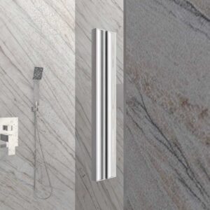 Mampara de ducha NEXO frontal 1 fijo - 1 puerta corredera perfil MINIMALISTA Cromo brillo