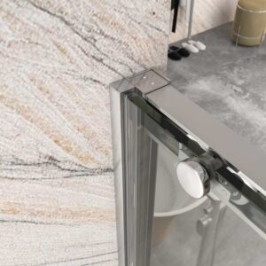 Mampara de ducha NEXO frontal 1 fijo - 1 puerta corredera perfil MINIMALISTA Cromo brillo