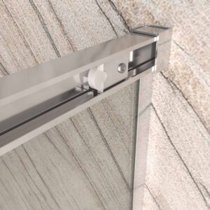 Mampara de ducha NEXO frontal 1 fijo - 1 puerta corredera perfil MINIMALISTA Cromo brillo