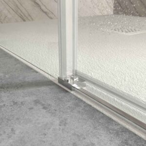 Mampara de ducha NEXO frontal 1 fijo - 1 puerta corredera perfil MINIMALISTA Cromo brillo