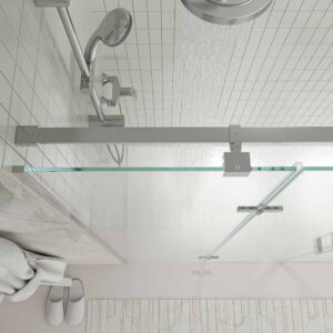 Mampara de ducha frontal SILEX 2 fijos - 2 puertas abatibles fabricada a medida CROMO BRILLO