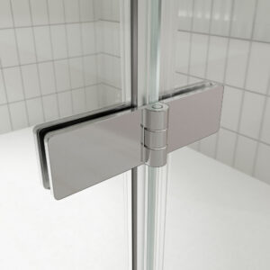 Mampara de ducha frontal SILEX 2 fijos - 2 puertas abatibles fabricada a medida CROMO BRILLO