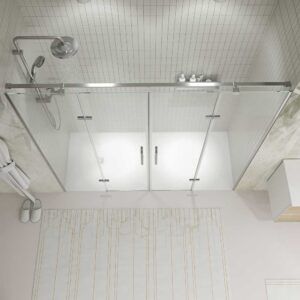 Mampara de ducha frontal SILEX 2 fijos - 2 puertas abatibles fabricada a medida CROMO BRILLO