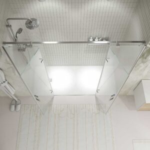 Mampara de ducha frontal SILEX 2 fijos - 2 puertas abatibles fabricada a medida CROMO BRILLO
