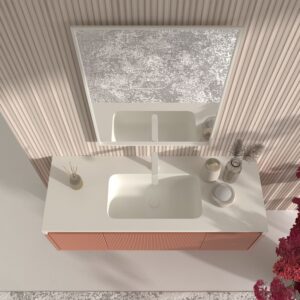 Mueble de baño BINARIO suspendido 3 cajones acabado ROSA PARDO