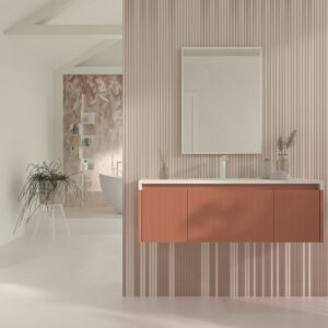 Mueble de baño BINARIO suspendido 3 cajones acabado ROSA PARDO