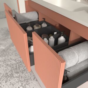 Mueble de baño BINARIO suspendido 3 cajones acabado ROSA PARDO