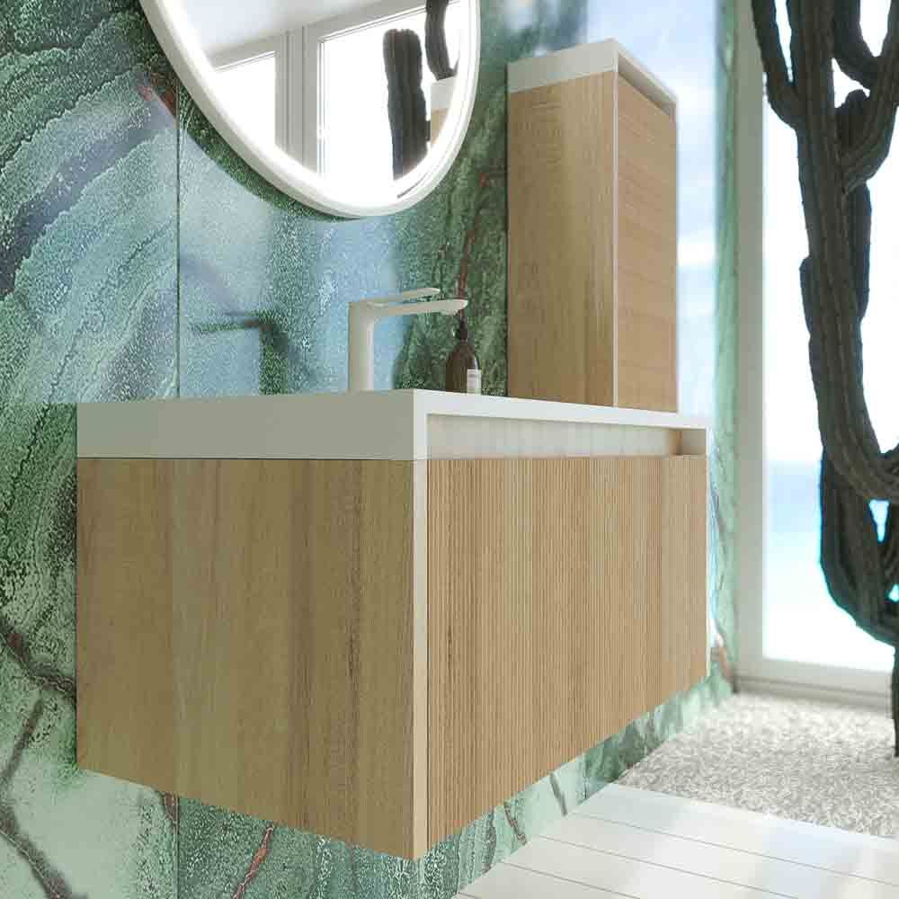Mueble de baño BINARIO suspendido 1 cajón acabado ROBLE CLARO - Imagen 2