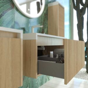 Mueble de baño BINARIO suspendido 1 cajón acabado ROBLE CLARO