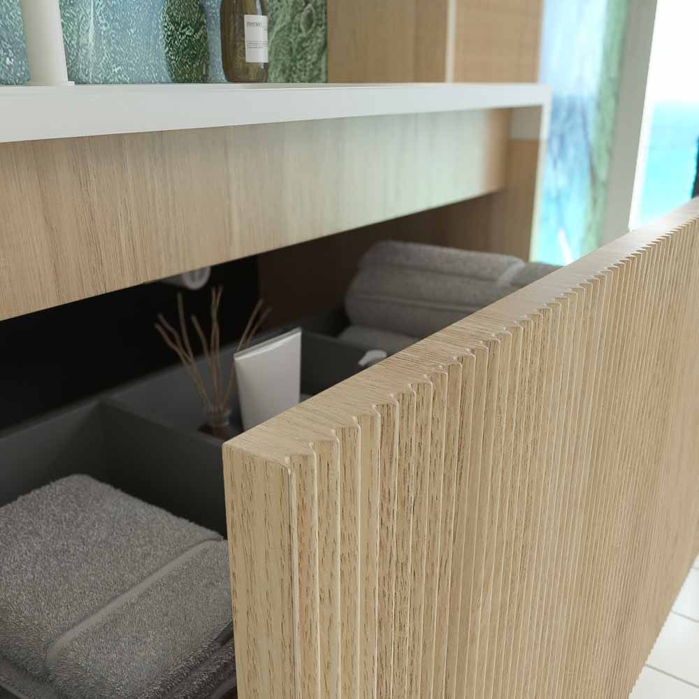Mueble de baño BINARIO suspendido 1 cajón acabado ROBLE CLARO - Imagen 7