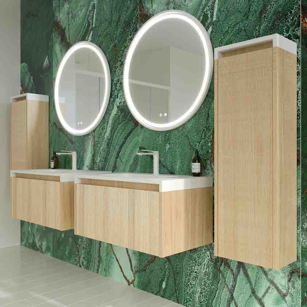 Mueble de baño BINARIO suspendido 1 cajón acabado ROBLE CLARO - Imagen 5