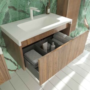 Mueble de baño BINARIO suspendido 1 cajón acabado ROBLE OSCURO