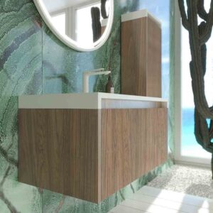 Mueble de baño BINARIO suspendido 1 cajón acabado ROBLE OSCURO