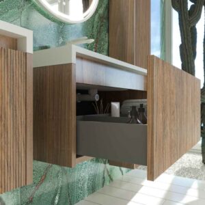 Mueble de baño BINARIO suspendido 1 cajón acabado ROBLE OSCURO