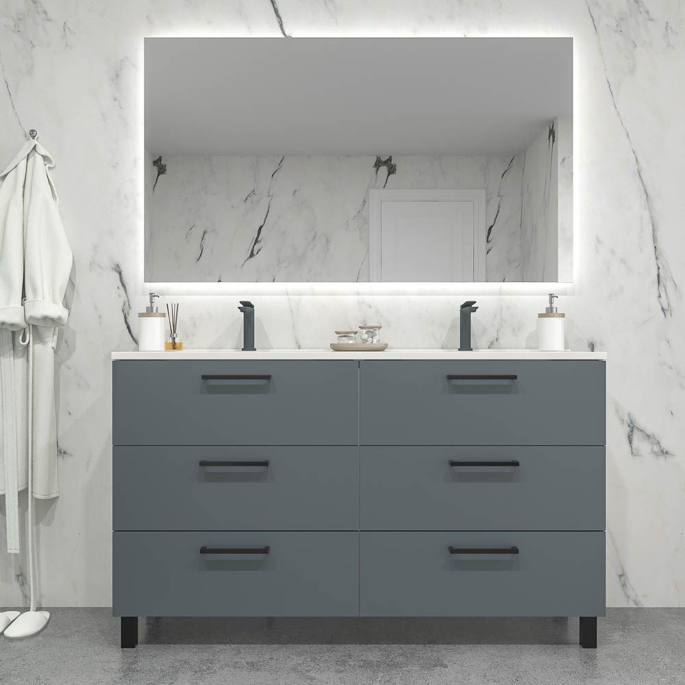 Mueble de baño NEXO con patas 6 cajones GRAFITO