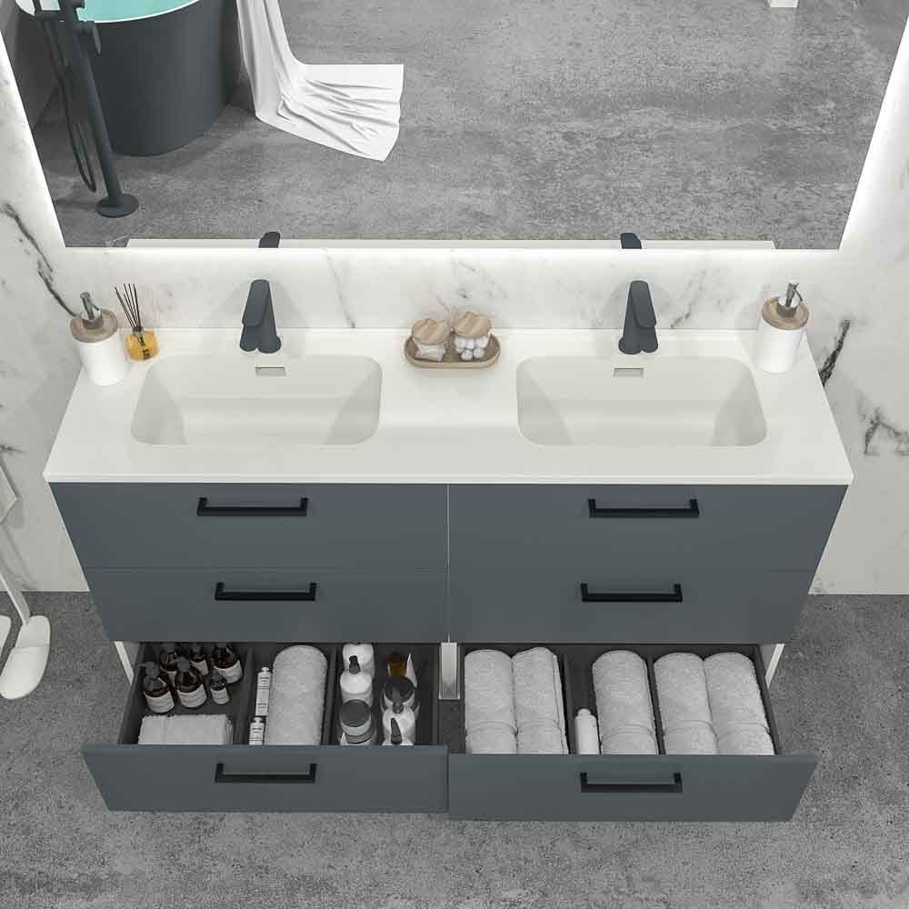 Mueble de baño NEXO con patas 6 cajones GRAFITO - Imagen 3
