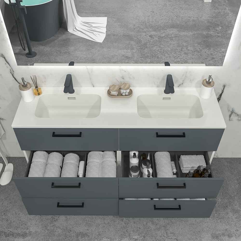 Mueble de baño NEXO con patas 6 cajones GRAFITO - Imagen 5