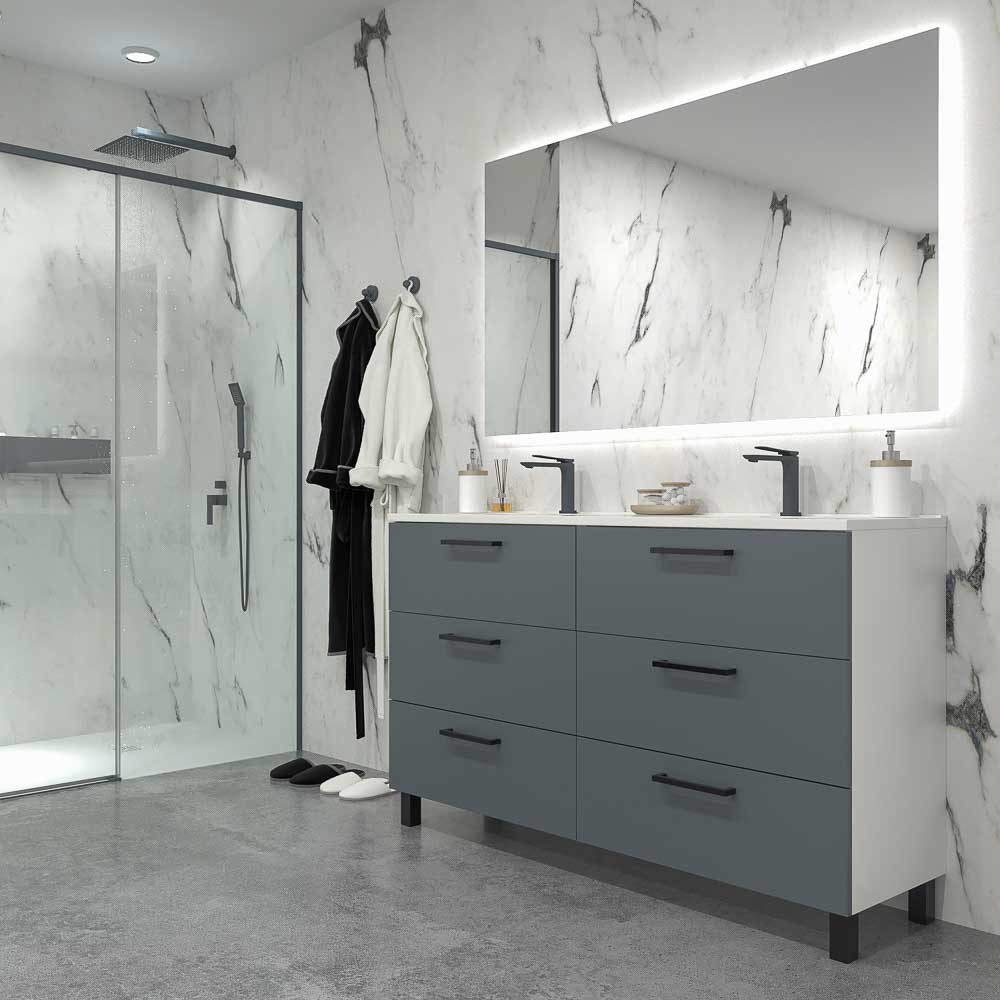Mueble de baño NEXO con patas 6 cajones GRAFITO - Imagen 2