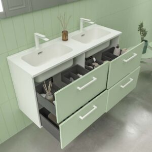 Mueble de baño NEXO suspendido 4 cajones VERDE OPALO