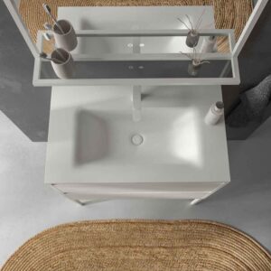 Mueble de baño con patas 2 cajones SMILE con lavabo Solid Surface BLANCO
