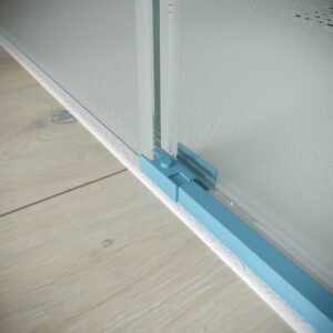 Mampara de ducha PETRA rectangular 2 fijos - 2 puertas correderas vidrio 6 mm. ACERO INOXIDABLE acabado AZUL CLARO MATE