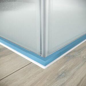Mampara de ducha PETRA rectangular 2 fijos - 2 puertas correderas vidrio 6 mm. ACERO INOXIDABLE acabado AZUL CLARO MATE