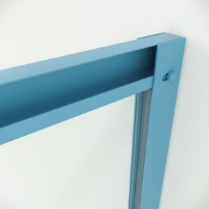 Mampara de ducha PETRA rectangular 2 fijos - 2 puertas correderas vidrio 6 mm. ACERO INOXIDABLE acabado AZUL CLARO MATE
