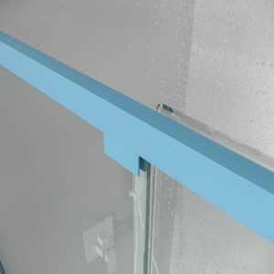 Mampara de ducha PETRA rectangular 2 fijos - 2 puertas correderas vidrio 6 mm. ACERO INOXIDABLE acabado AZUL CLARO MATE
