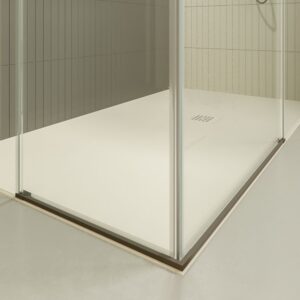 Mampara de ducha PETRA rectangular 2 fijos - 2 puertas correderas vidrio 6 mm. ACERO INOXIDABLE acabado TOPO MATE