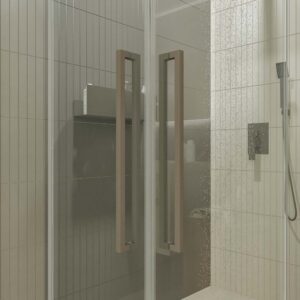 Mampara de ducha PETRA rectangular 2 fijos - 2 puertas correderas vidrio 6 mm. ACERO INOXIDABLE acabado TOPO MATE