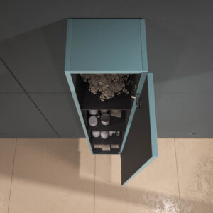Columna de baño 1 puerta suspendida 170 cm x 35 cm x 25 cm acabado  AZUL TURQUESA