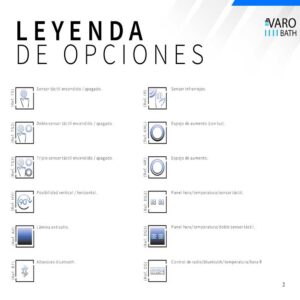 Espejo a medida ANGELO con luz led perimetral trasera . Altavoces. Anti vaho. Espejo aumento. Reloj