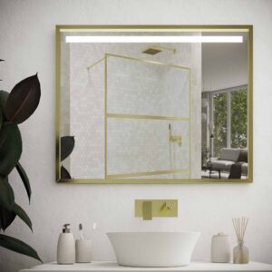 Espejo de baño con marco EVO aluminio varios acabados luz LED frontal