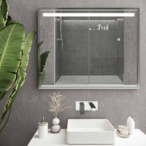 Espejo de baño con marco EVO aluminio varios acabados luz LED frontal