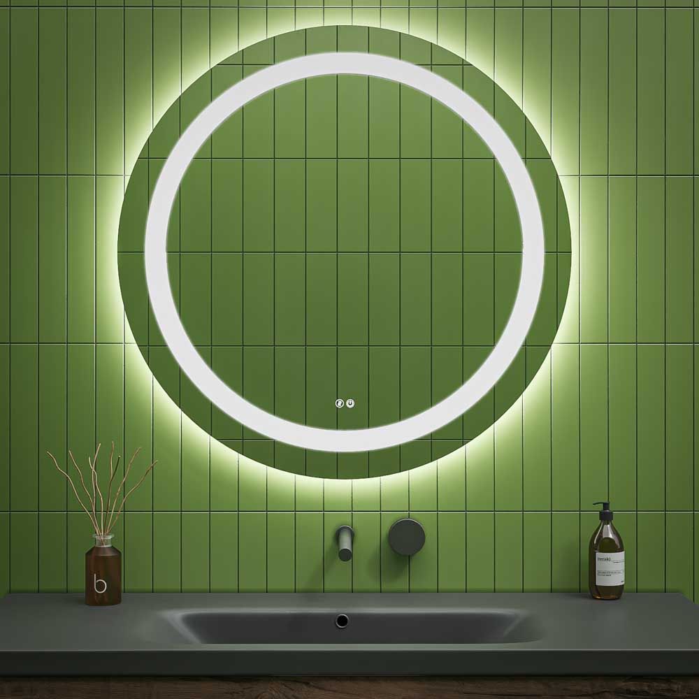 Espejo de baño VEGA redondo con luz frontal arenado LED