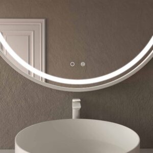 Espejo redondo LOUNGE luz led frontal con sensor táctil y antivaho - Aluminio BLANCO MATE