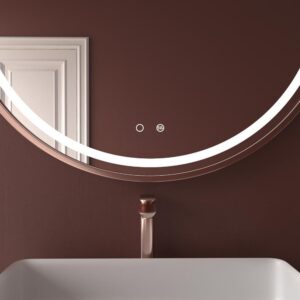Espejo redondo TRIADA luz led frontal con sensor táctil y antivaho - Aluminio ORO ROSA MATE